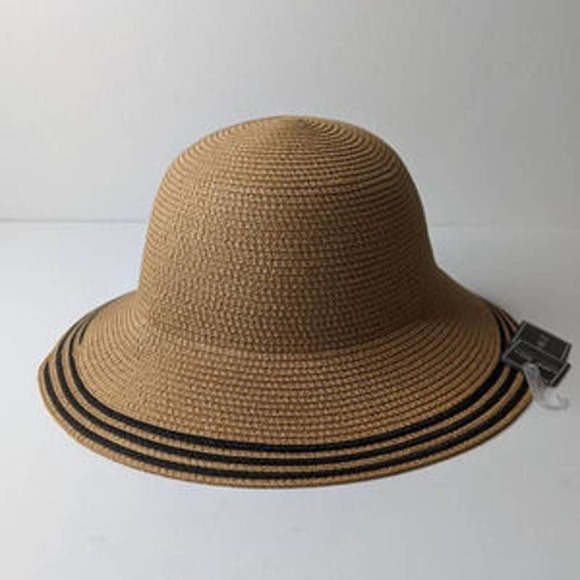 New Magid Hats Brown Black UPF 50+ Striped Straw Sun Hat One Size main image 10